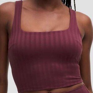 Lululemon Wunder Under Cropped Tank Top 4 Garnet Tonal Stripe Activewear Yoga